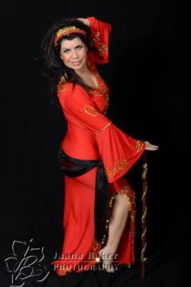 Anoush in red costume